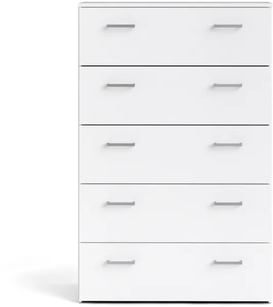 TVILUM Space kommode - hvitt tre, m. 5 skuffer