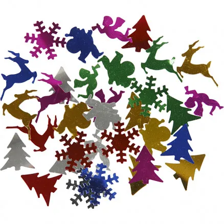 Paljetter, metalliske farger, str. 15 mm, 250 g/ 1 pk.